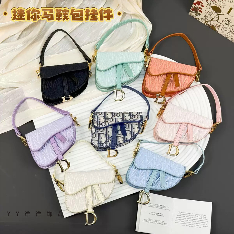 New Trendy Mini Saddle Bag Earphone Case Car Keychain Bag Pendant Accessory Coin Purse Blind Box for Women