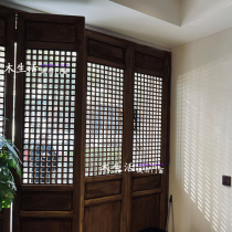 Dongyang wood carving Chinese solid wood flower lattice imitation ancient doors and windows to make old ancient wind carved and flower partition screen background wall customization