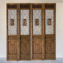 Dongyang wood carving ancient doors and windows Chinese antique partition carved lattice gate flower grid figure grid gate Hollow