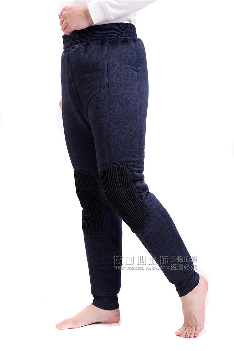 Quần nam trung niên mùa đông cộng với quần nhung dày bố ấm áp quần eo cao cộng với phân bón để tăng quần dài quần tất nữ màu đen