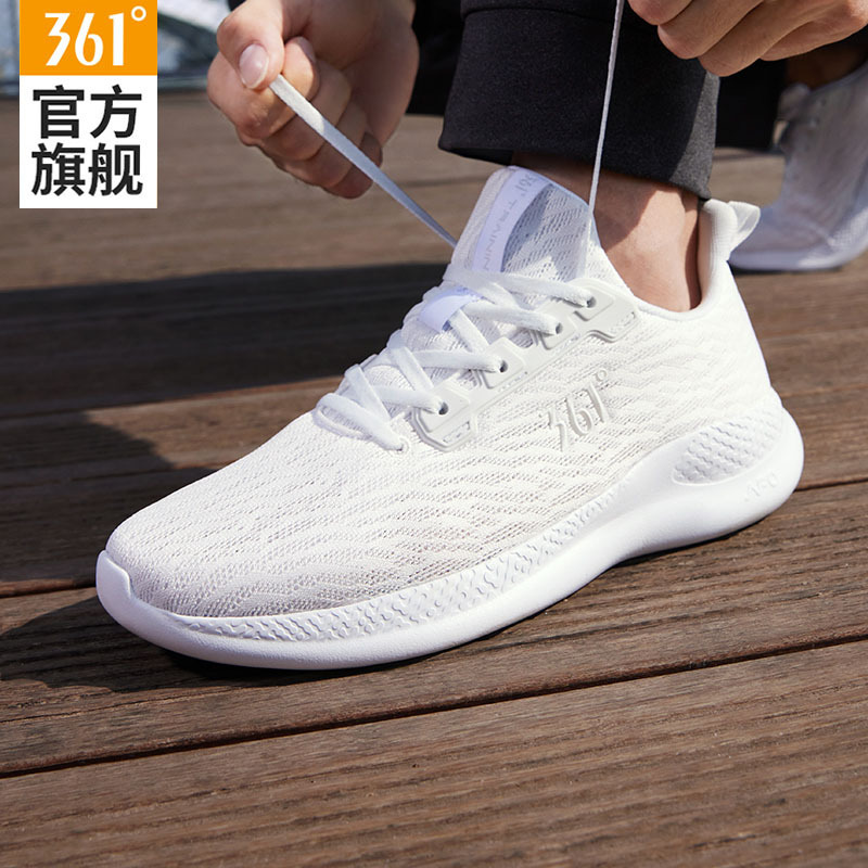 361 Men's Shoes Sports Shoes Men's 2026 New Spring and Summer Breathable Mesh Shock-Absorbing Running Shoes Men's White Casual Shoes
