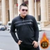 Mùa thu và mùa đông cỡ lớn ve áo thun nam dài tay cotton cộng với phân bón để tăng mỡ thừa lỏng lẻo cộng với áo polo nhung