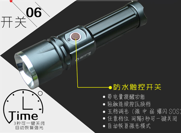 Đèn pin ngoài trời phổ biến X9 phổ biến LED LED USB có thể sạc lại 26650 đêm đèn pin bảo vệ