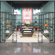 Wrought iron bag rack Shoe store shelf Window combination display stand Floor-to-ceiling retro simple fashion boutique mobile showcase