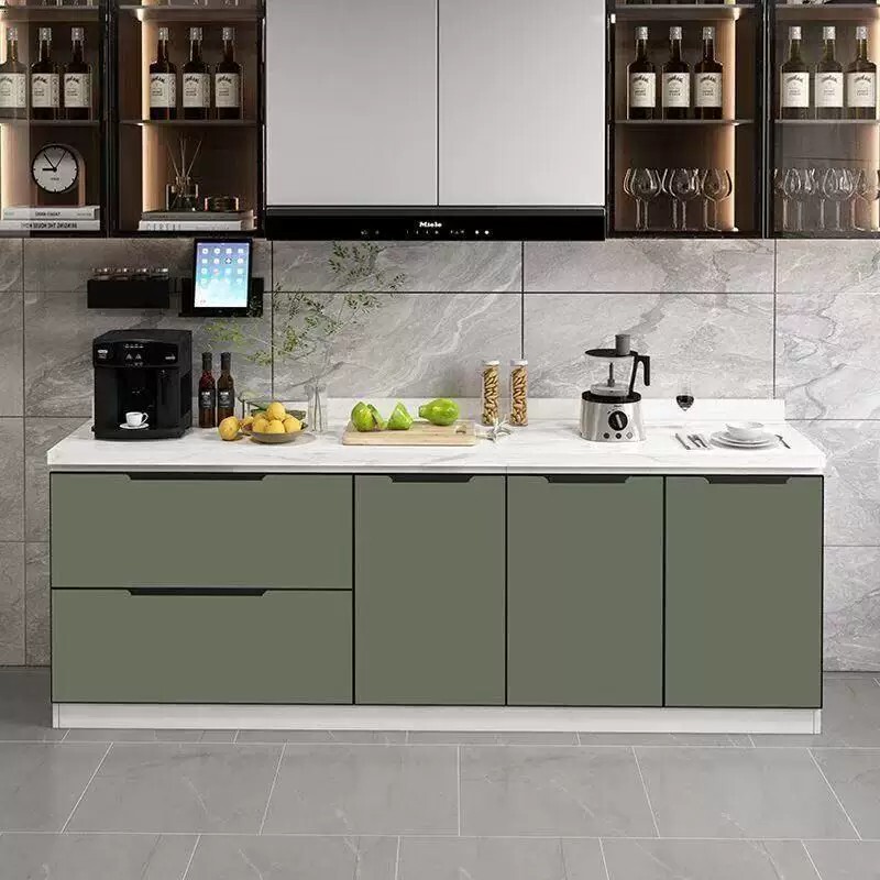 Slate Cabinet, Stove Cabinet, Integrated Cabinet, Household Kitchen Cabinet, Simple Stainless Steel Sink, Marble Countertop Assembly