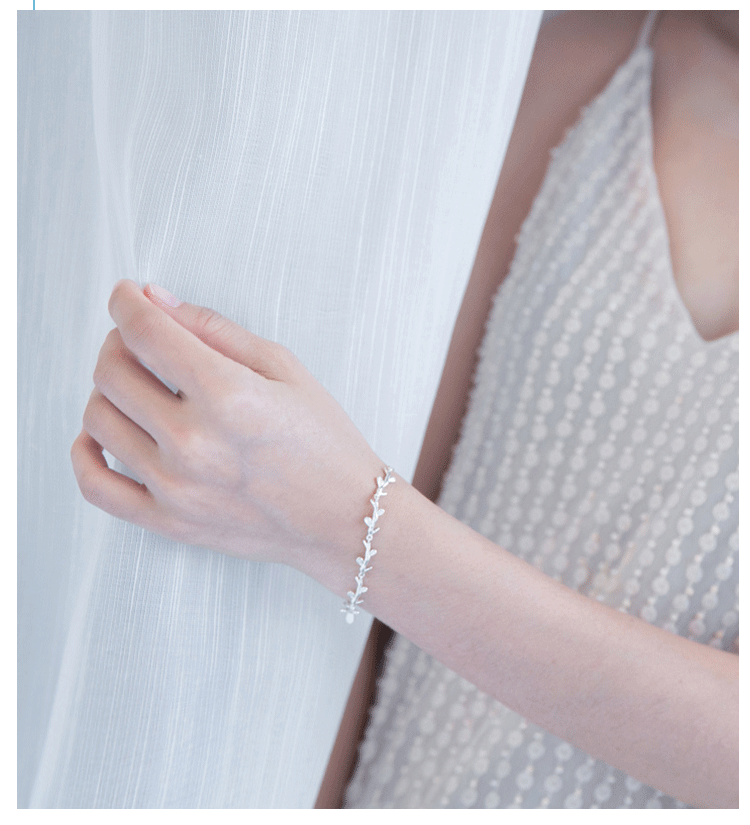 Vòng tay bạc Sterling Nữ phiên bản Hàn Quốc của Mori 925 Trang sức bạc Sinh viên đơn giản Cá tính tươi Ánh trăng rừng Vòng tay kim ngân vong deo tay