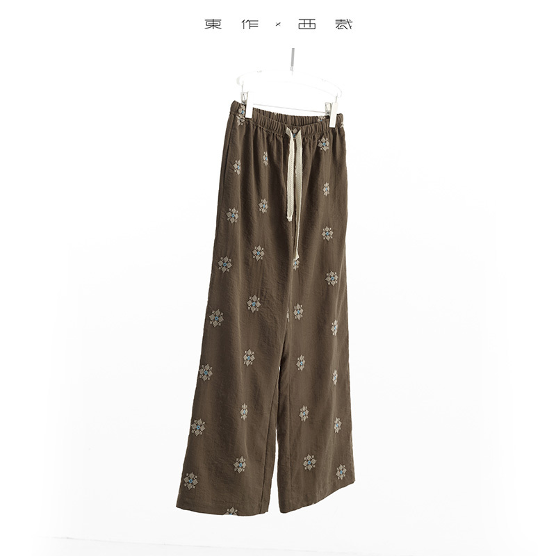 Heavy Embroidery~ Custom Spun Lyocell Cotton-Linen Super Slimming Cool Flared Pants Walking Pants Granny Pants 2026 Women's Summer