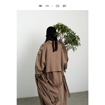 Japan designer card design tencel pendant sensuality style spring pure color long sleeve jacket long and suit collar