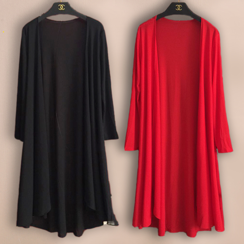 Beach Cape Cardigan, Mid-Length Summer Thin Sun Protection Clothing, Chiffon Outerwear, Ice Silk Shawl, Mesh Jacket, Long Sleeves