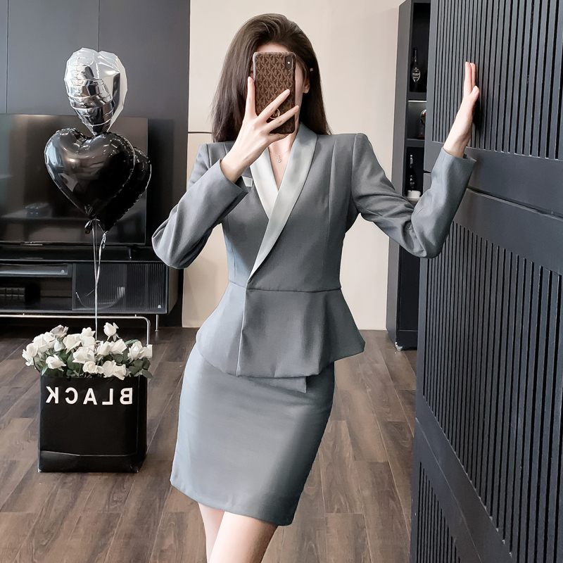 Gray Blazer Female Flight Attendant Uniform Professional Suit 2026 New Spring and Autumn Hotel Front Desk Reception Work Uniform