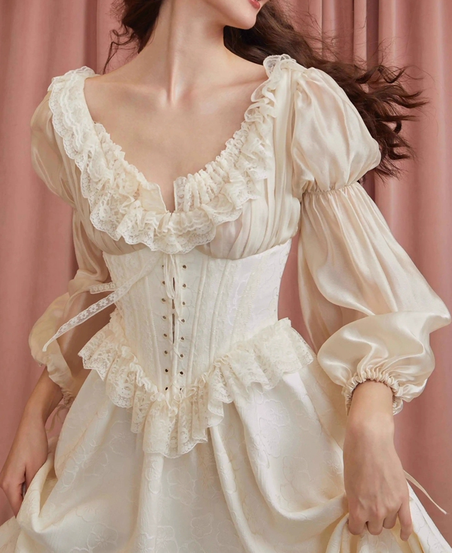 Lacemade Saiqi Angel Summer French Retro Court Style Heavy Embroidery Fishbone Dress Elegant Niche Long Dress