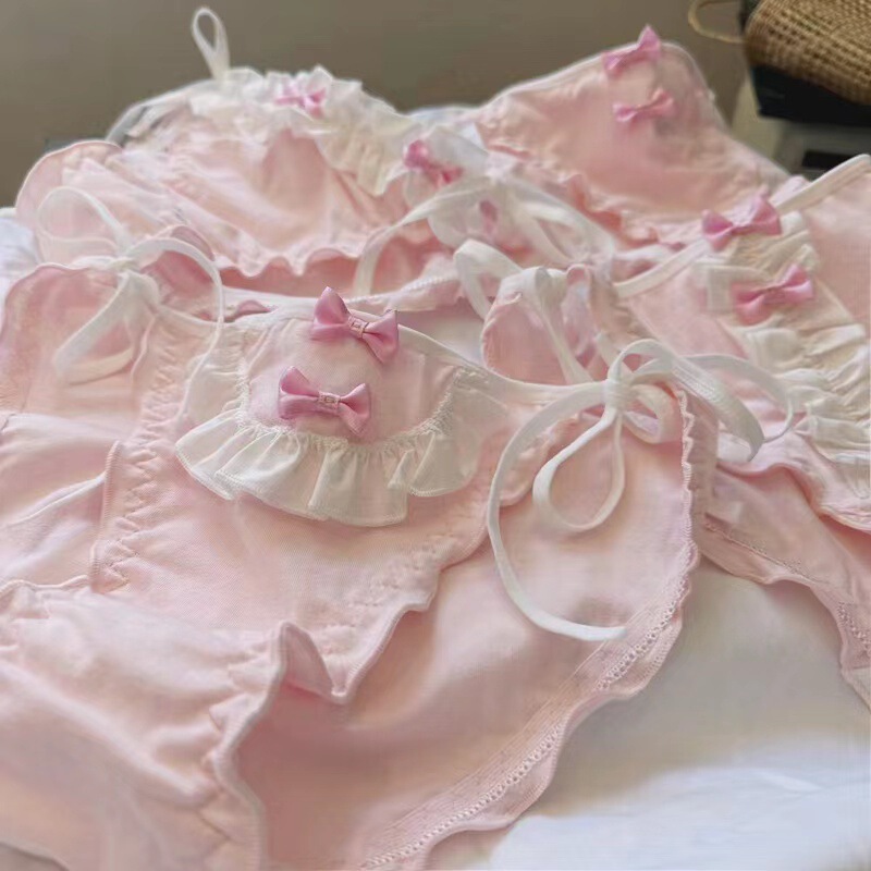 Japanese-Style Uniform Maid Girl Lace-Up Triangle Panties with Detachable Straps on Both Sides, Sexy Cotton Underwear for Women Japanese-Style Uniform Maid Girl Lace-Up Triangle Panties with Detachable Straps on Both Sides, Sexy Cotton Underwear for Women