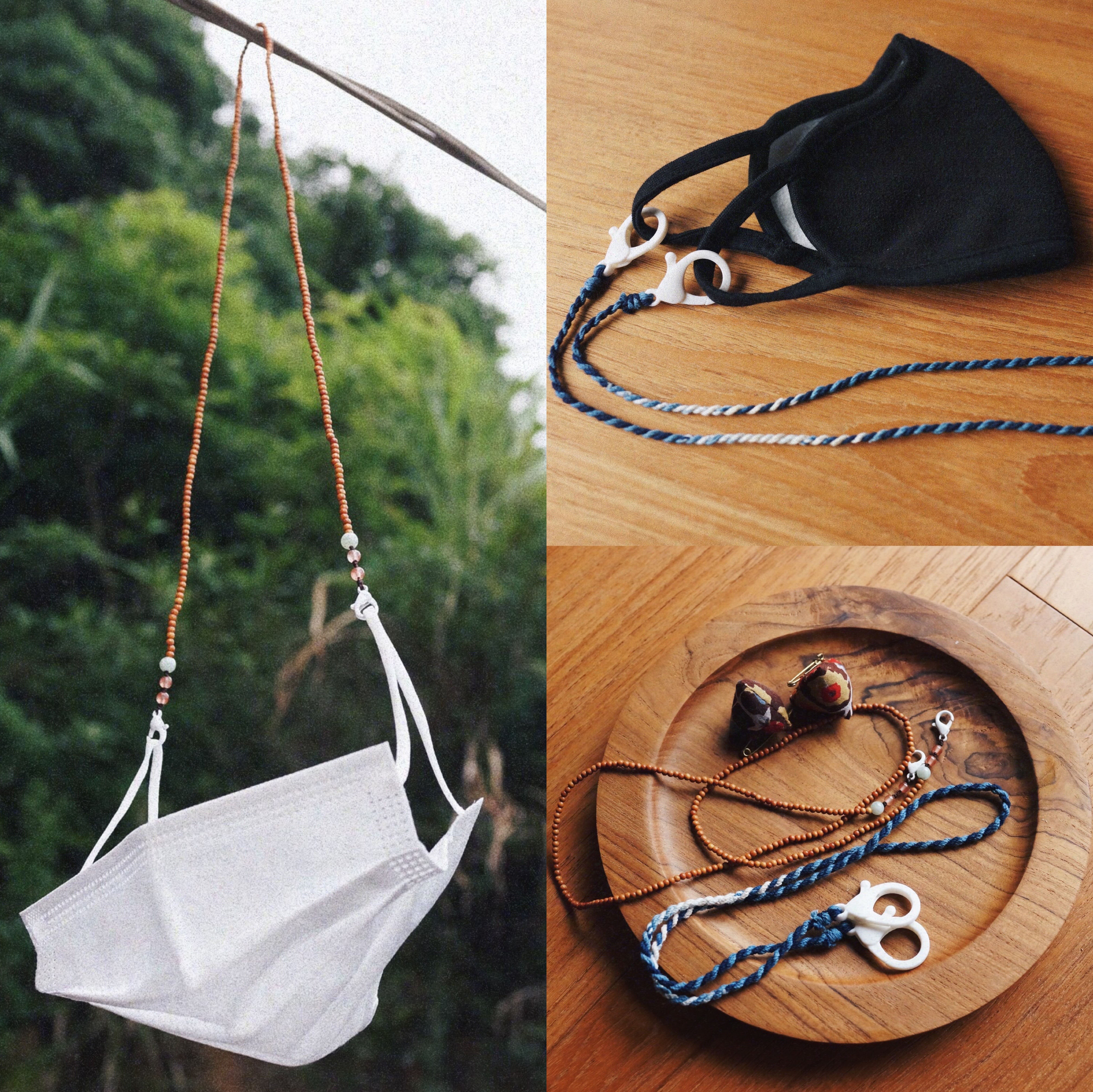 (Shizhou × Twisted Old) Multi-purpose Green Plant Blue-dyed Cotton Rope Lanyard Olive Nuclear Necklace Mask Chain