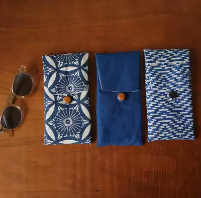 (Time boat) hand woven cloth plate buckle retro cotton glasses bag sun glasses bag handstring bag anti-fall