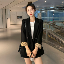 2021 New Spring Autumn Design Sensation Small Crowd Casual Western Suit Blouse Black Advanced Sensation Little Subsuit Jacket