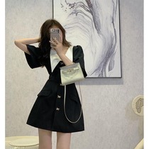French small fragrance doll collar dress 2021 new spring temperament womens bubble sleeve small black skirt summer