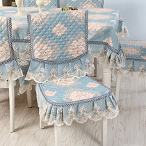 Tablecloth chair cover set Chinese stool cover household simple modern tea table tablecloth rectangular dining table chair cover