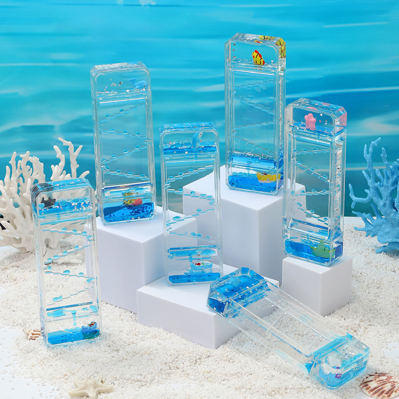 New Cartoon Liquid Hourglass Oil Drop Ornament Decorative Oil Leak Transparent Acrylic Oil Filling Stress Relief Product Creative Gift