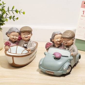 Grandparents' Love Is Always Present, Leisurely Music Ornaments, Old Man and Old Woman Living Together for a Lifetime, Wedding Decoration, Anniversary Gift