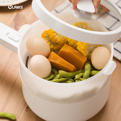 White & 1.5L & Handle + SteamerOLAYKS Electric cooker dormitory dorm student Stir fry Integrated pot multi-function household Boiled noodles small-scale Electric hot pot