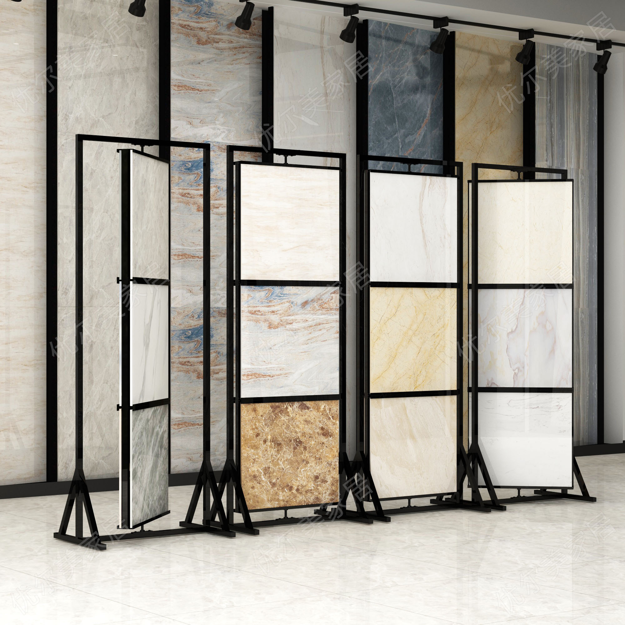 Floor tile rotating display shelf tile display rack marble 600*600 large brick sample rack stone display rack