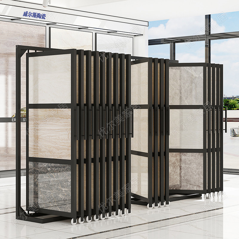 Double-sided tile page-turning display stand 800 bricks wooden door wooden floor ceramic display stand flipping book-style showcase 600 bricks