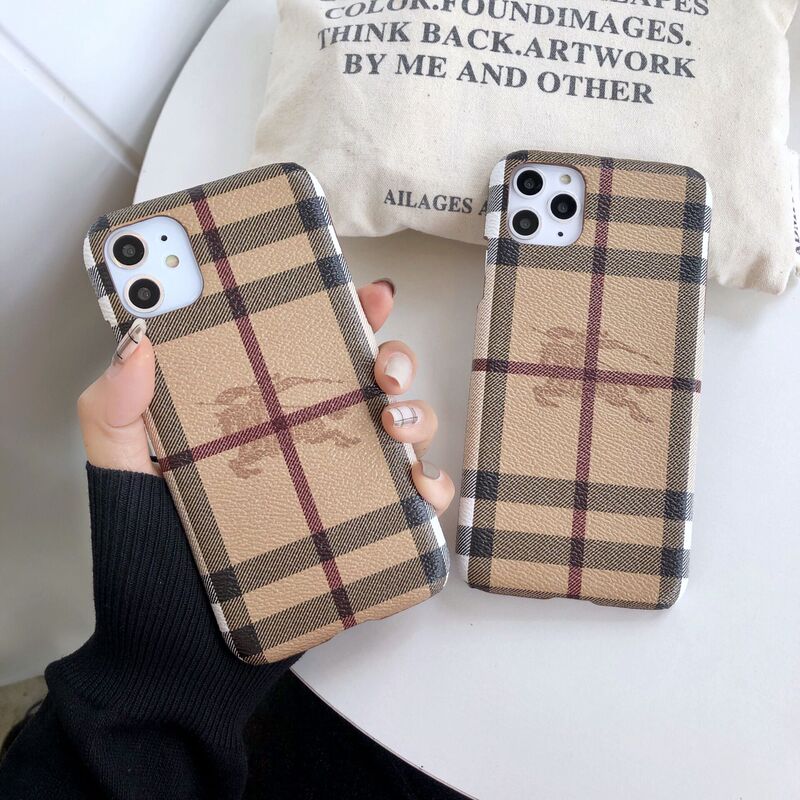Suitable for Burberry Apple 17 Phone Case 16Pro15Max Half-Cover Case 14 Stripes Xr Plaid 8Plus Protective Case 13 Mini Protective Cover 11 Trendy Case 12