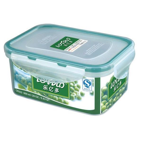 Lotte more than 100 million rectangular refreshing box plastic sealing anti-leakage refreshing box dry goods containing box CP033 600ml