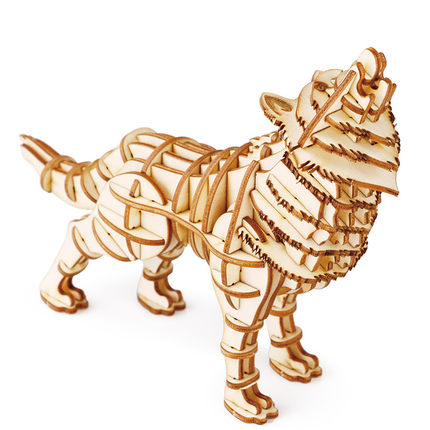 若态立体拼图木质智力儿童玩具益智手工DIY拼装模型激光小动物