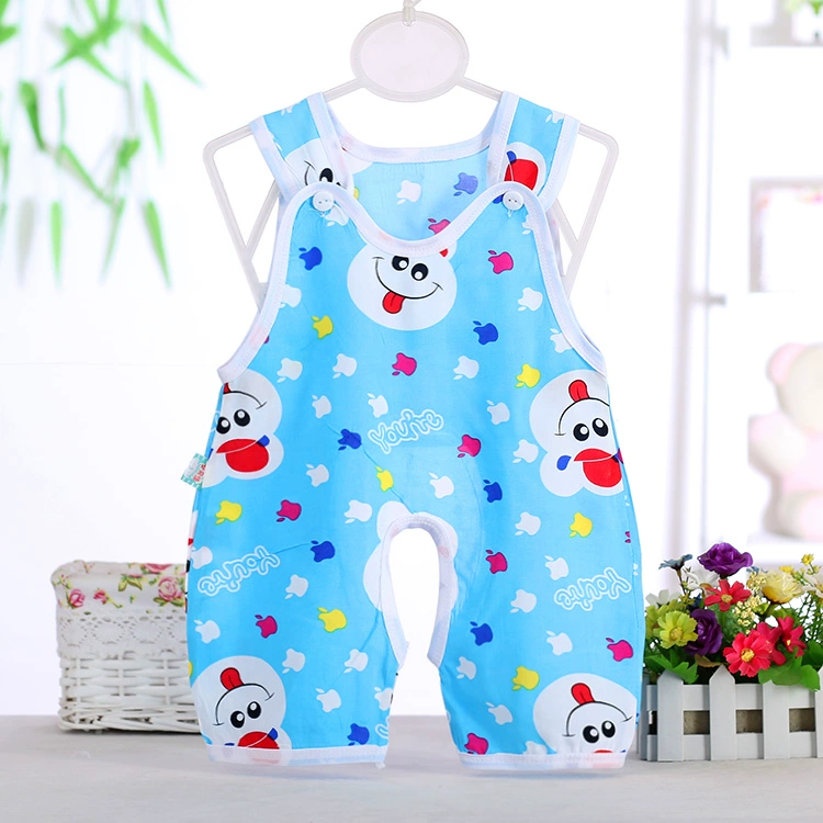 Quần áo trẻ em mùa hè 0-3-6 tháng romper một mảnh nam và nữ vải cotton lụa không tay mỏng mùa hè - Áo liền quần