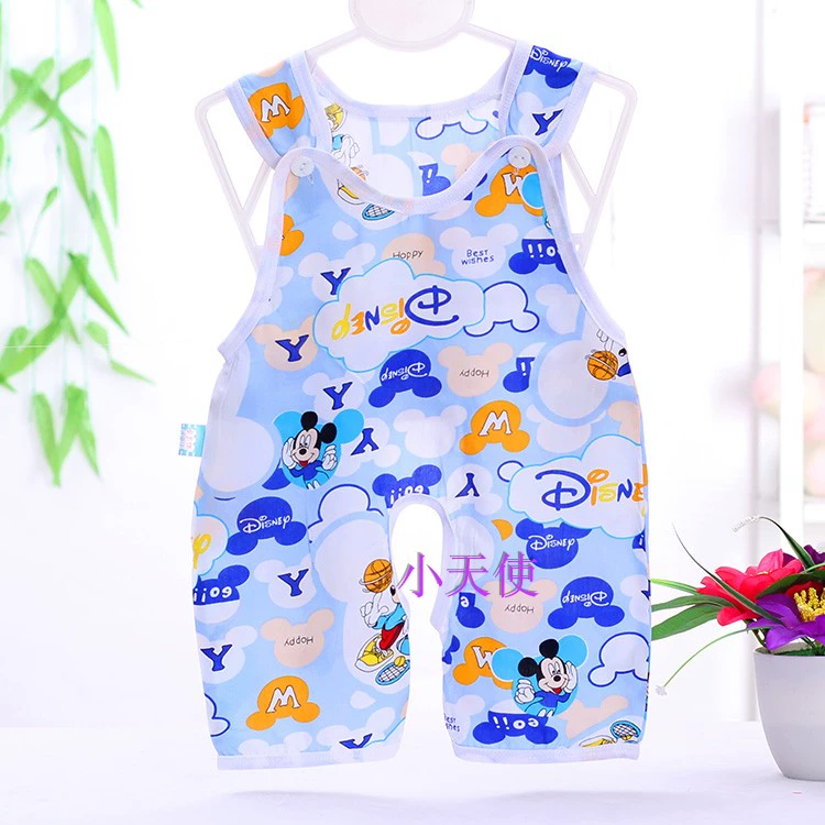 Quần áo trẻ em mùa hè 0-3-6 tháng romper một mảnh nam và nữ vải cotton lụa không tay mỏng mùa hè - Áo liền quần