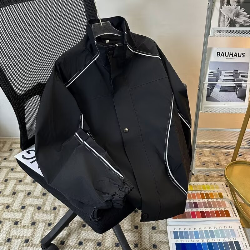 Trendy Brand Simple Reflective Strip Jacket for Teenagers, Niche Spring and Autumn New Loose Versatile Jacket Top Trendy Brand Simple Reflective Strip Jacket for Teenagers, Niche Spring and Autumn New Loose Versatile Jacket Top