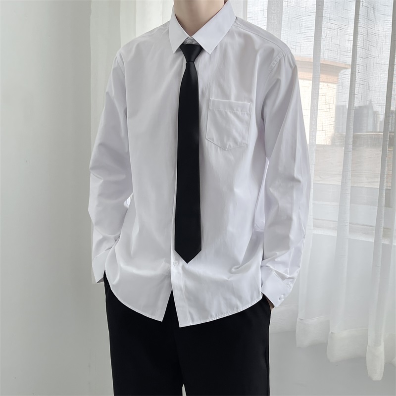 White Long Sleeve Shirt Male Loose Lovers Suit DK Han Edition Trend Students Graduation Photo Class Casual Shirt Man-Taobao