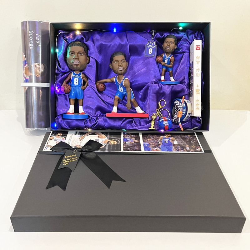 Paul George Doll Figurine Model High-End Birthday Gift Box Set for Boys Basketball Fans Souvenirs