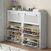 American shoe cabinet Household door solid wood large capacity entry shoe stool Multi-layer dump type shoe cabinet partition entrance cabinet