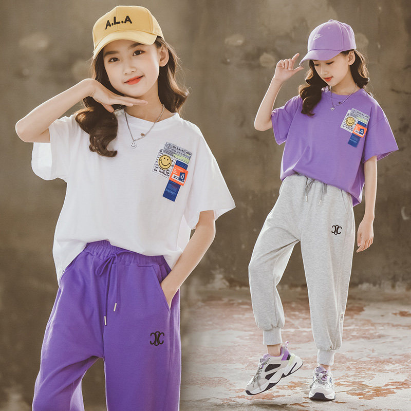 Girl short sleeve T-shirt summer dress 2022 new CUHK Tong Loose Pure Cotton Blouse Omer children Summer T-Shirt