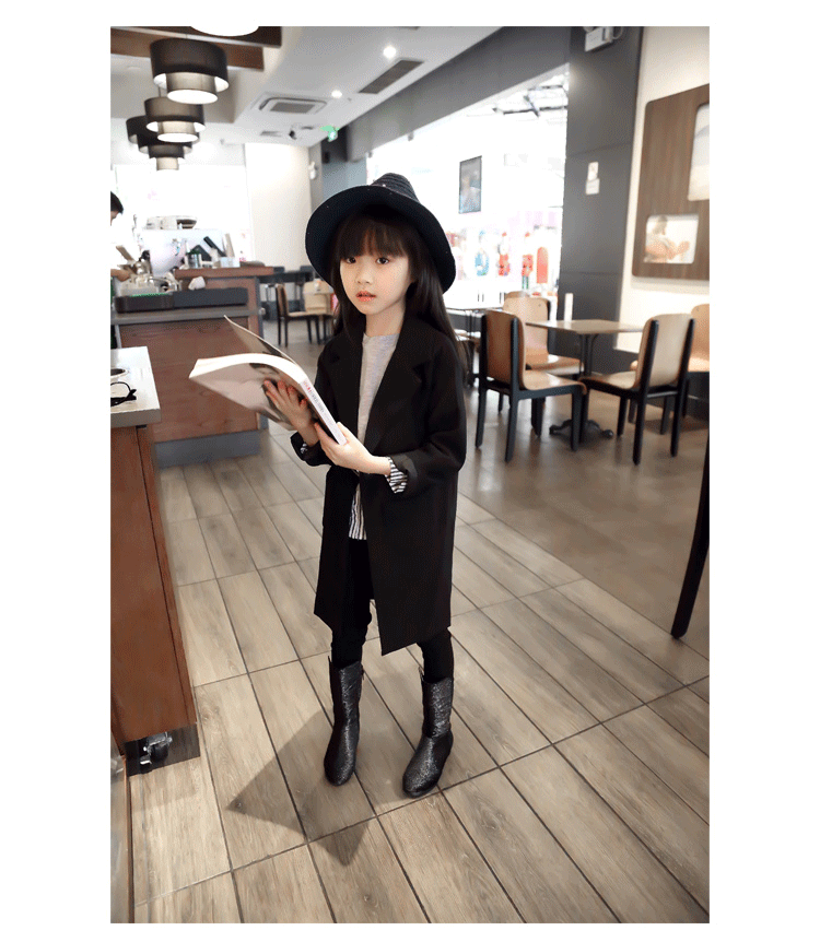 Mùa xuân 2019 mới và phong cách Âu Mỹ một nút cô gái dài phần thon gọn phù hợp với bộ đồ lớn bé trai phù hợp với áo khoác áo khoác trẻ em 10 tuổi