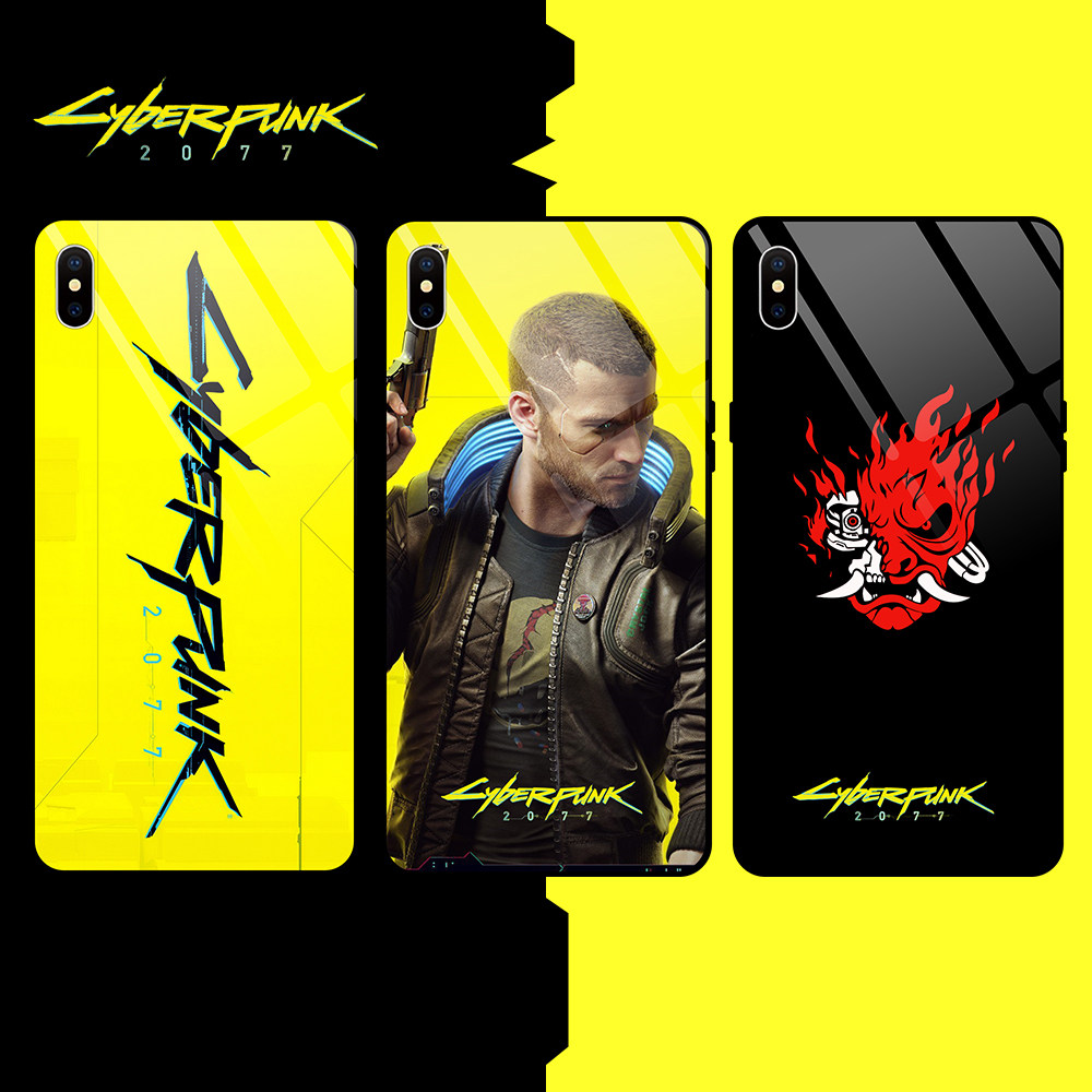Cyberpunk 2077 game peripheral black soft glass mobile phone protective case Apple Huawei Xiaomi OPPOVIVO and other models