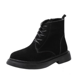 Martens, замшевые утепленные универсальные черные короткие сапоги в английском стиле на плоской подошве, коллекция 2023, из натуральной кожи, в британском стиле, подходят для весны и осени