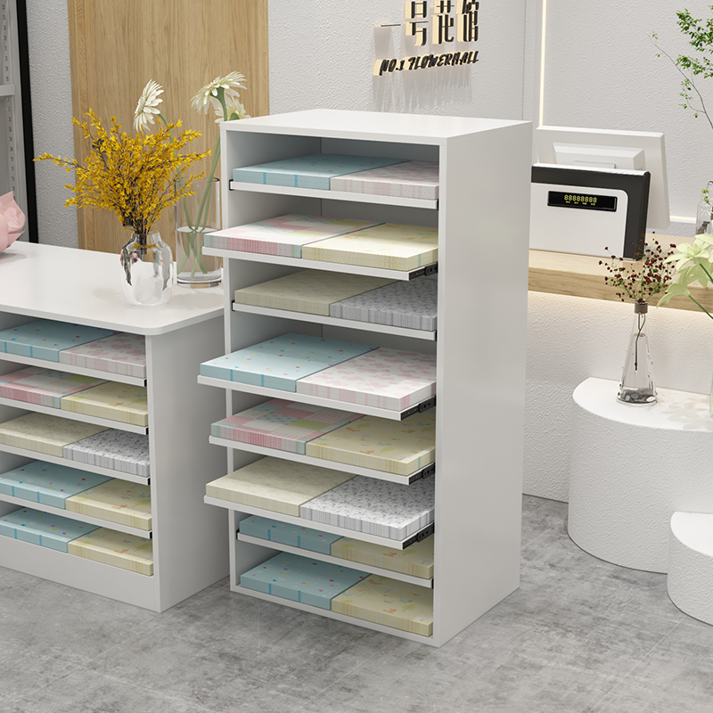 Flower Shop Packaging Paper Storage Cabinet, Art Studio Drawing Paper Cabinet, Multi-Layer Pull-Out Kindergarten Cardboard Storage Rack Display Rack