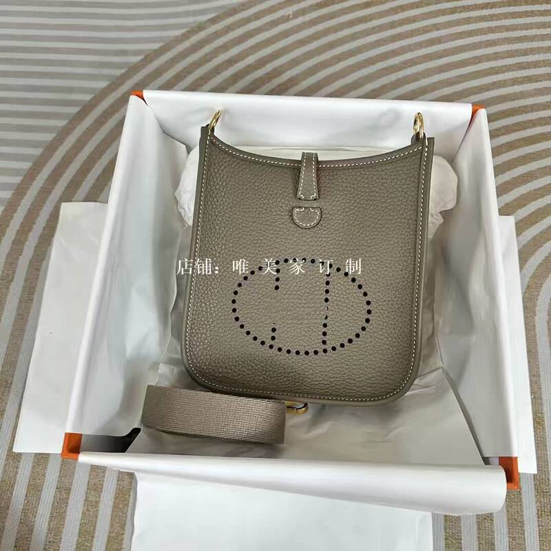 2025 New H Brand Handmade Wax Thread Mini Evelyn Imported Tc Leather 17cm Hollow Single Shoulder Crossbody Women's Bag