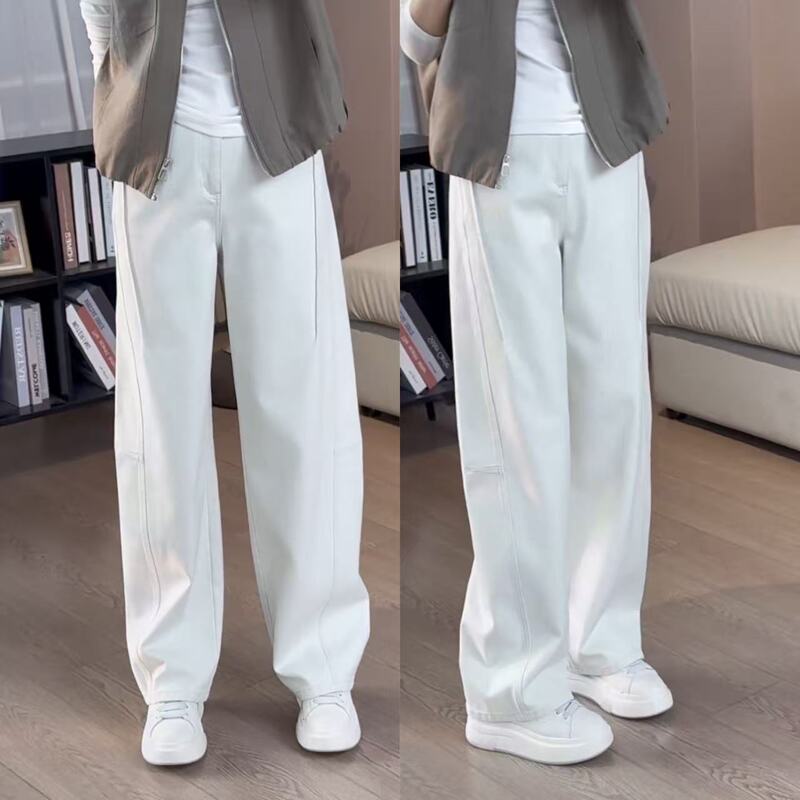 Lyocell Cotton White Curved Hem Jeans for Women 2026 Spring/Summer New High-Waisted Straight-Leg Pants with a Relaxed and Stylish Look