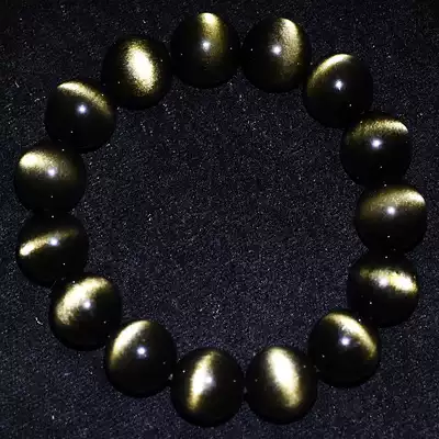 Natural gold Yao stone bracelet Men and women couples cat's eye Gold Yao stone bracelet Rare cat's eye stone bracelet obsidian