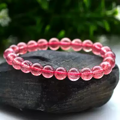 Natural pigeon blood red strawberry crystal bracelet Female summer trick Peach blossom crystal bracelet transporter ice species forest very fine old mine