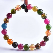 Candy rainbow tourmaline bracelet female summer natural crystal old mine color small tourmaline hand string single circle three circles Wangfu