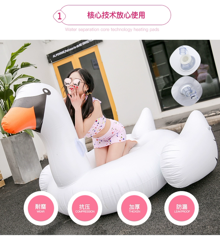 Bơi người lớn flamingo vòng bơi dày tăng gắn kết Unicorn trắng thiên nga bơm hơi động vật nổi giường đồ chơi phao bơi cho bé sơ sinh