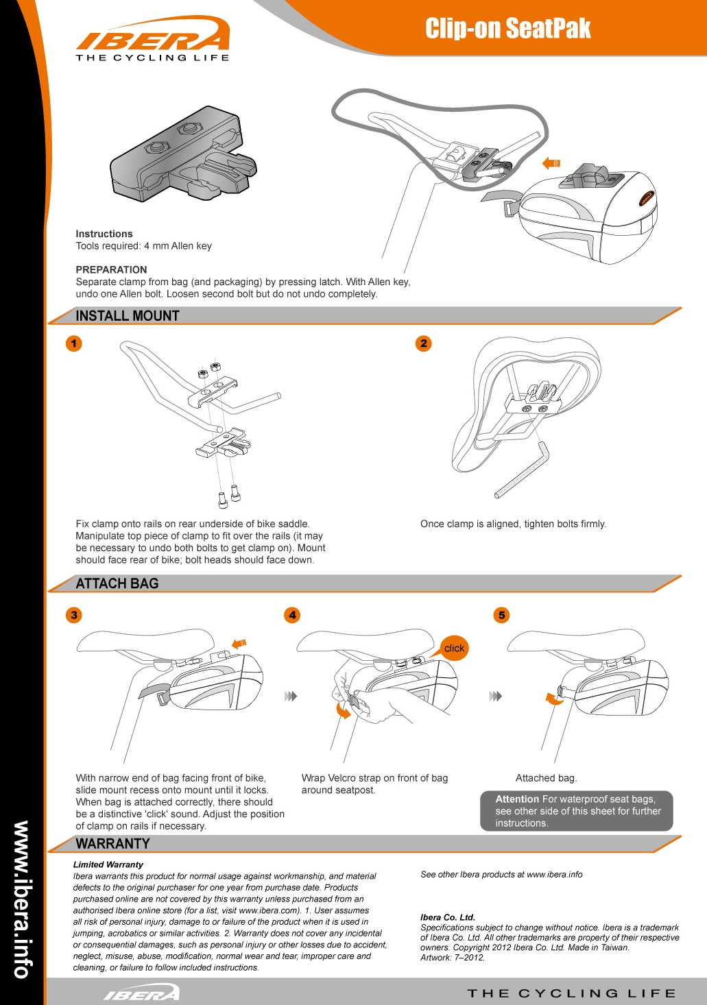 Sacoche pour vélo mixte IBERA - Ref 2233950 Image 4