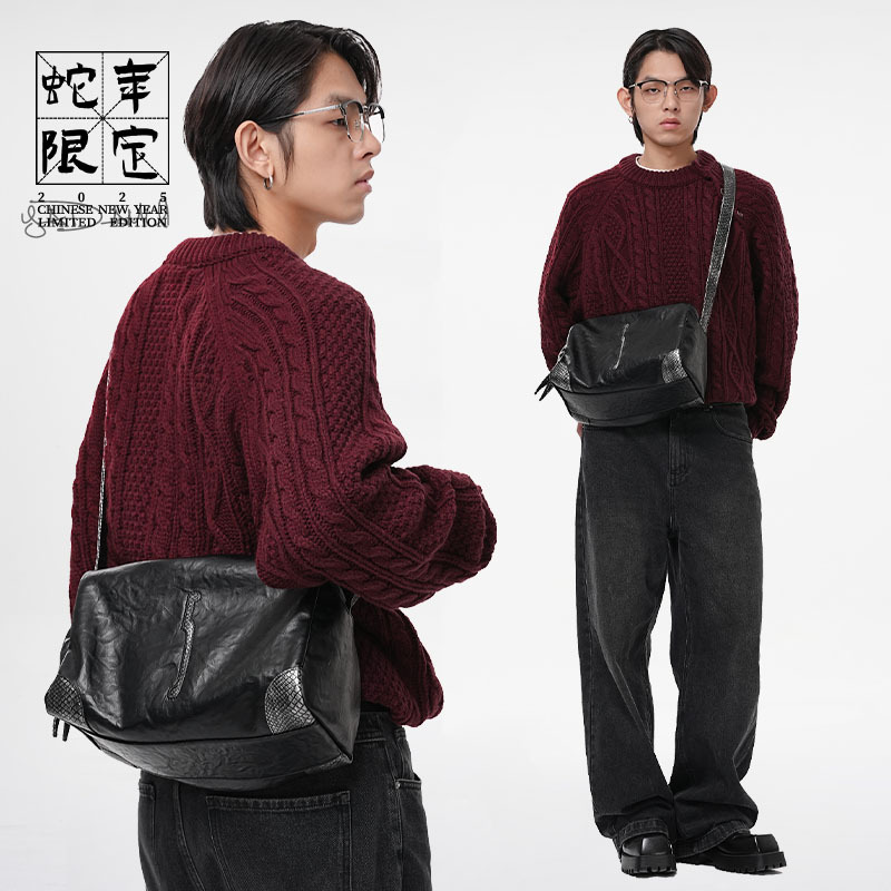Kuroda Yawei's Original Snake-Patterned Toast Bag, Pleated Single-Shoulder Crossbody Bag, Unisex, Niche, High-End Feel for Girls Kuroda Yawei's Original Snake-Patterned Toast Bag, Pleated Single-Shoulder Crossbody Bag, Unisex, Niche, High-End Feel for Girls