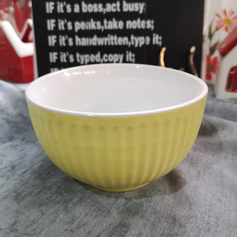 Ink Porcelain, Ceramic Crafts, Ceramic Yellow Large Bowl, Soup Bowl