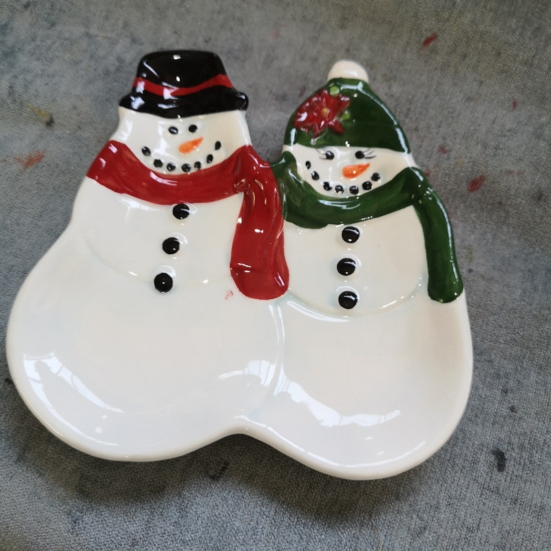 Ink Porcelain, Porcelain Crafts, Ceramic Christmas Snowman Plate, Christmas Decorations